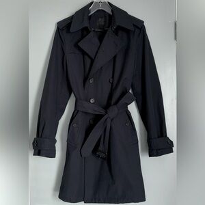 Banana Republic True Dark Navy Blue Commuter Trench Coat Removable Liner S | M